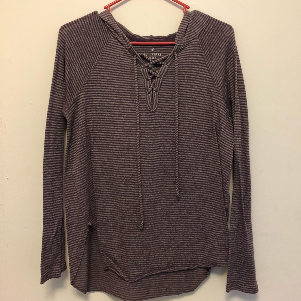 American Eagle Soft & Sexy purple hooded tee